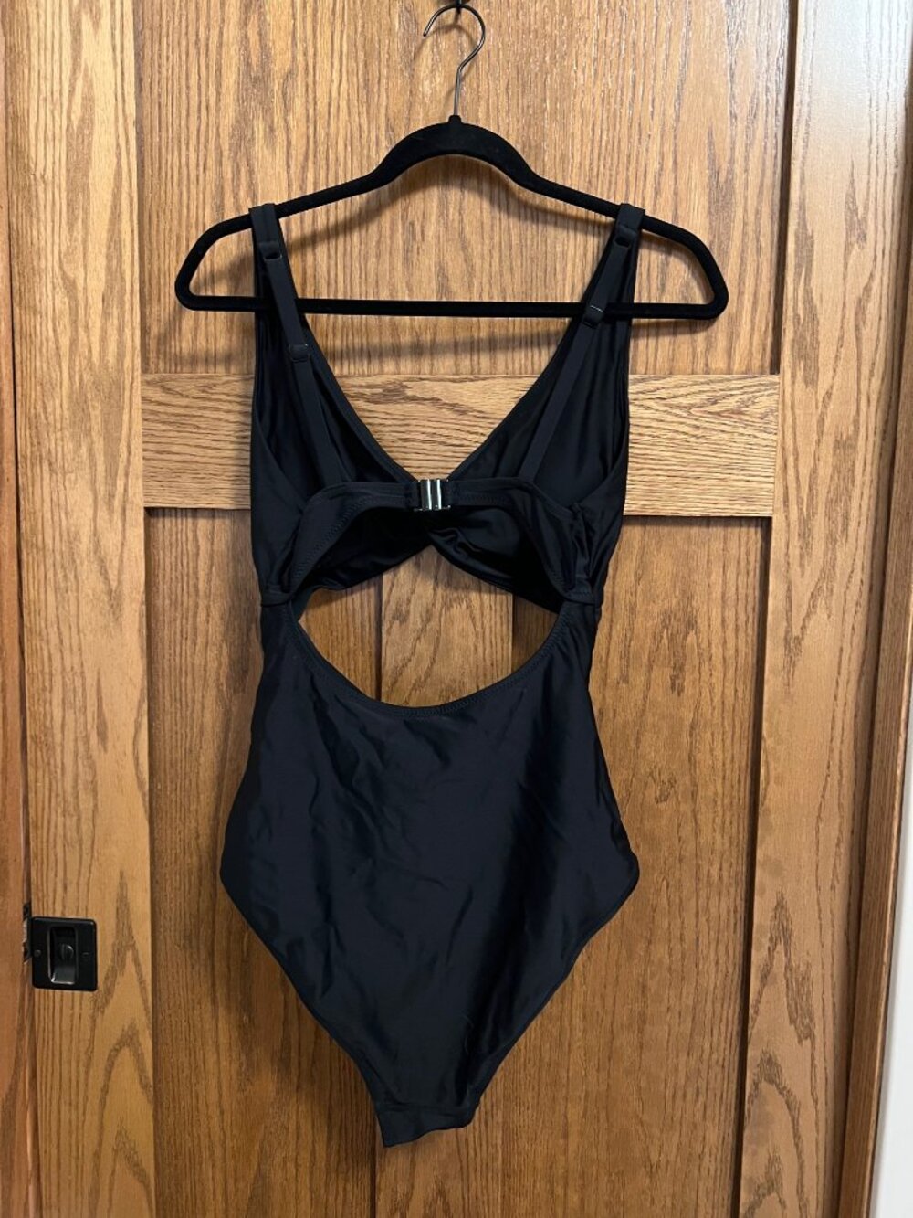 PinkBlush Black Ruched Sides Front Cutout Maternity One Piece Swimsuit - Size L - Picture 3 of 4
